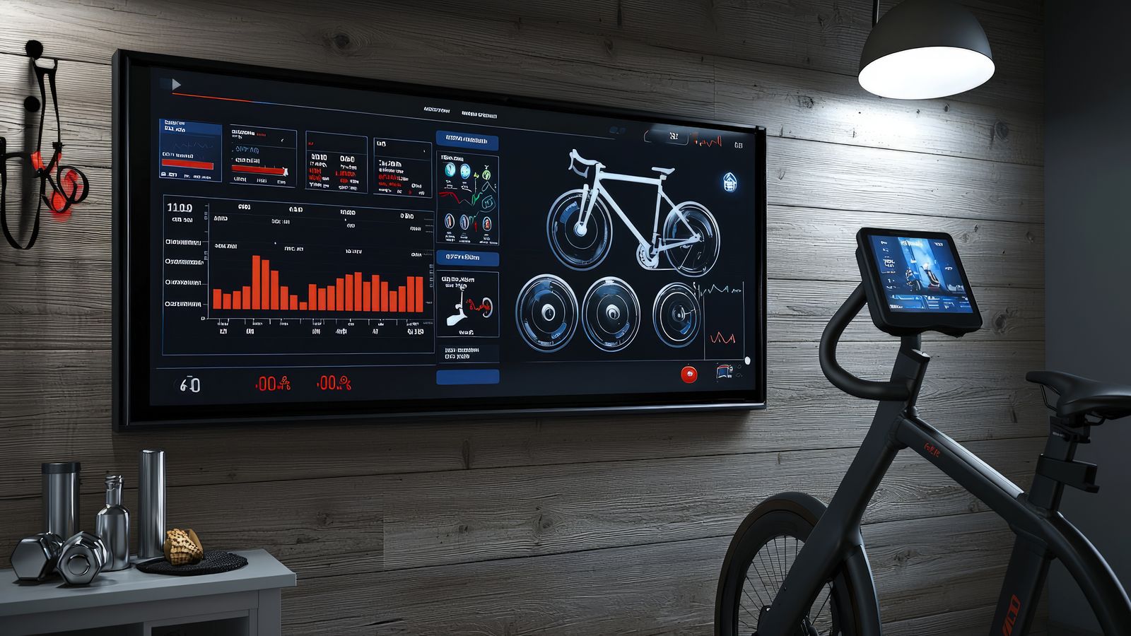Cadence and resistance data overlay on an indoor cycling session display